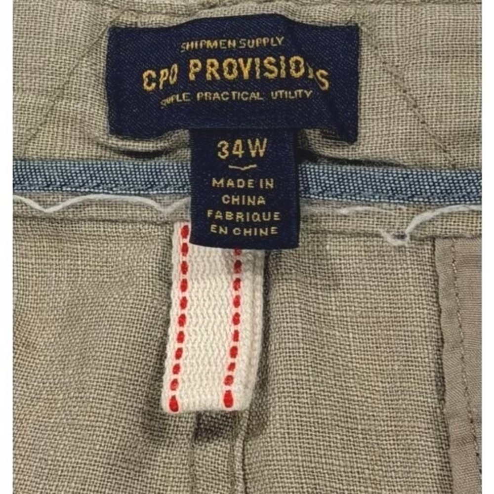 CPO Provisions‎ Mens 34W Flat Front Casual Shorts Khaki Tan Linen Blend - Picture 3 of 5